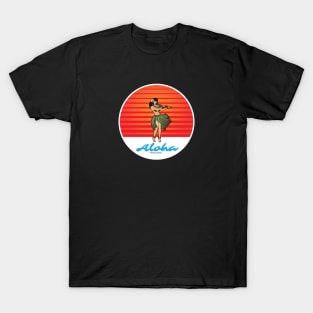 Hula Girl Dancing the Hula with Sunset T-Shirt